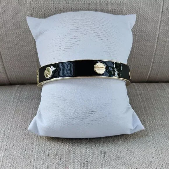 Fashion Bracelet Black/Gold Tone Wrist Band Fashion Jewelry Size 7 in - Picture 10 of 10